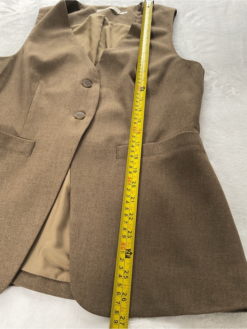 Mustard Seed Women’s Medium Taupe Tailored Vest Sleeveless Button Front Longline - Picture 10 of 13